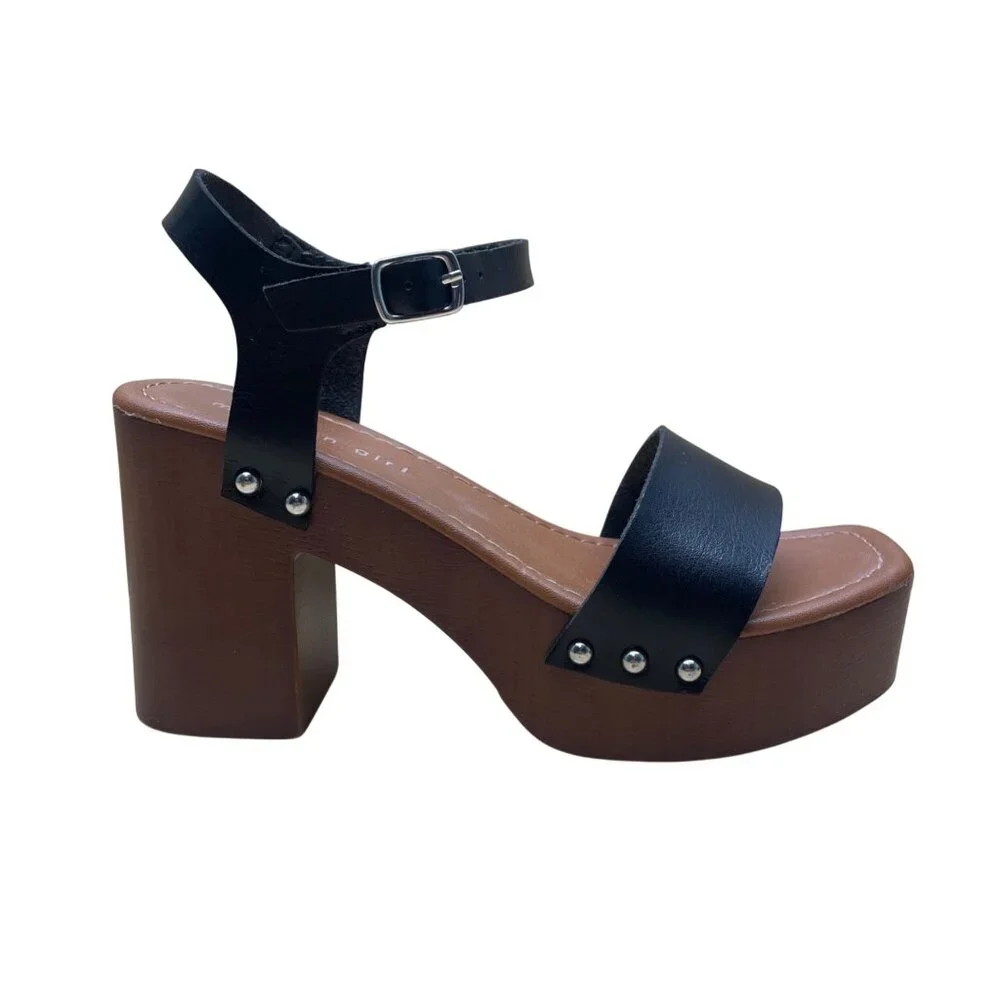 Madden Girl Women’s Black Strapped Platform Block Heel Danii Sandals Size 7 - Picture 1 of 9